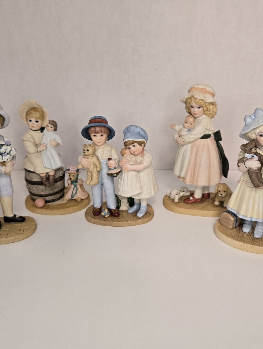Vintage Jan Hagara Porcelain Figures Of Children With Toys, Animals, Lot Of 5
